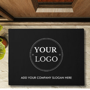 Business Logo Slogan Modern Promotional Black Doormat