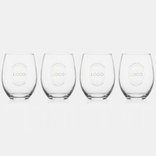 Business Logo Slogan Simple Elegant Professional Stemless Wine Glass