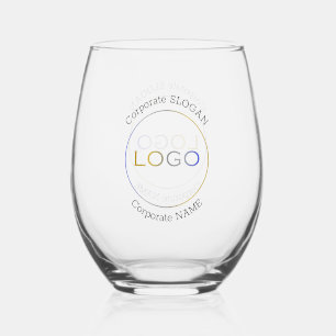 Business Logo Slogan Simple Elegant Promotional Stemless Wine Glass
