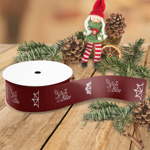 Business Logo, Snowflakes, Burgundy Branded Gift Grosgrain Ribbon