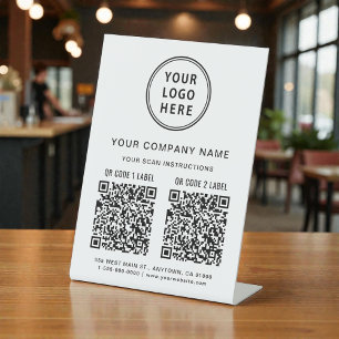 Business Logo Social Media Create 2 QR Codes Pedestal Sign