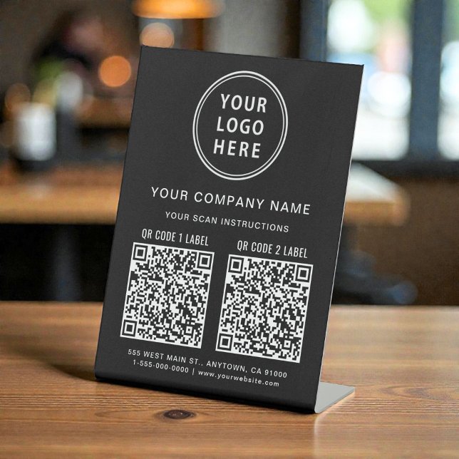 Business Logo Social Media Create 2 QR Codes Pedestal Sign (Business Logo Social Media Create 2 QR Codes Pedestal Sign)
