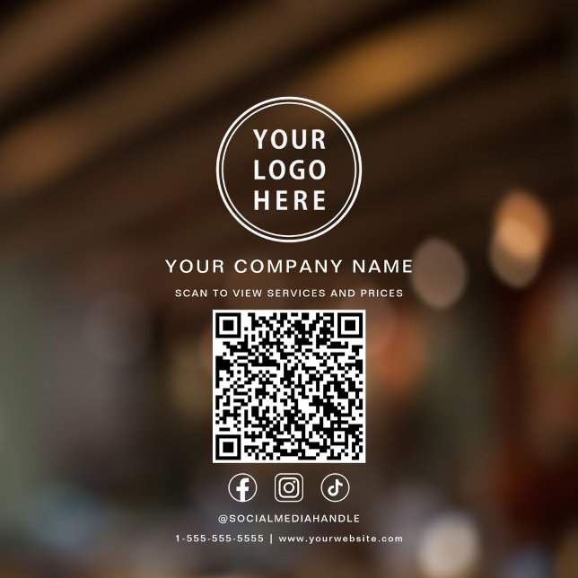 Business Logo Social Media Create Your QR Code (Business Logo Social Media Create Your QR Code Window Cling)