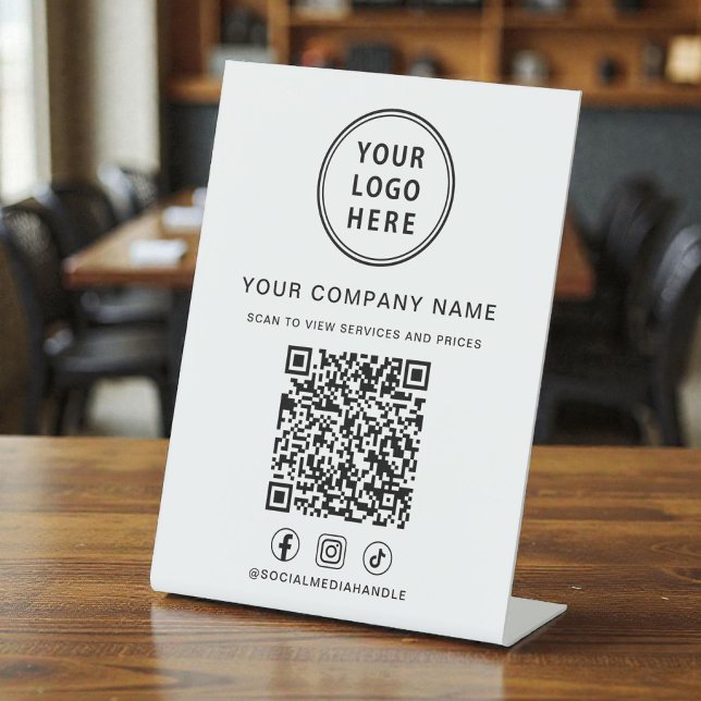 Business Logo Social Media Create Your QR Code Pedestal Sign (Business Logo Social Media Create Your QR Code Pedestal Sign)