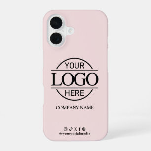 Business Logo & Social Media Pink Promotional iPhone 16 Case