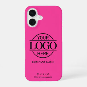 Business Logo & Social Media Pink Promotional iPhone 16 Case