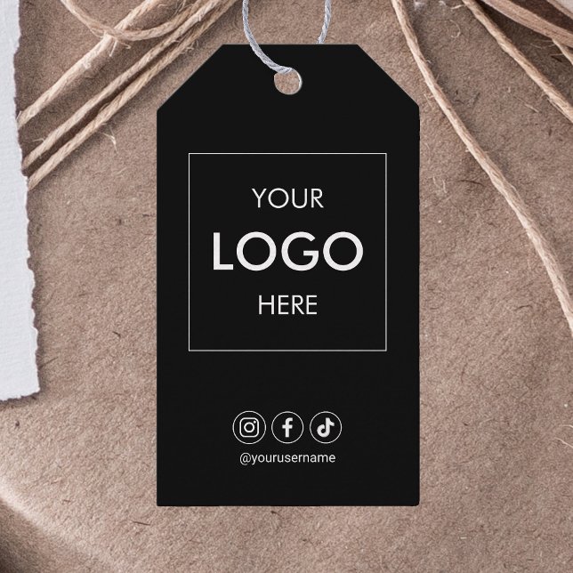 Business Logo Social Media Professional Black Gift Tags (Creator Uploaded)