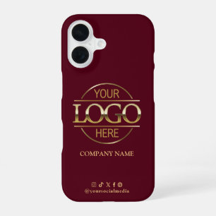 Business Logo & Social Media Red Promotional iPhone 16 Case