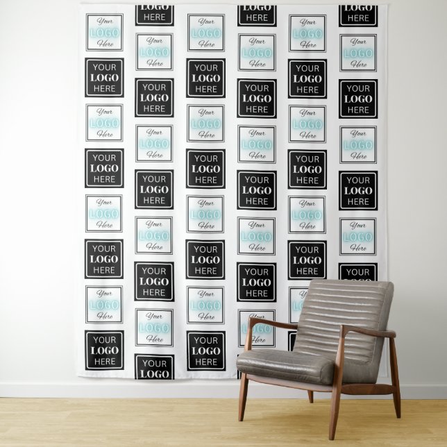 Business Logo Step Repeat Minimalist Backdrop Tapestry (In Situ)