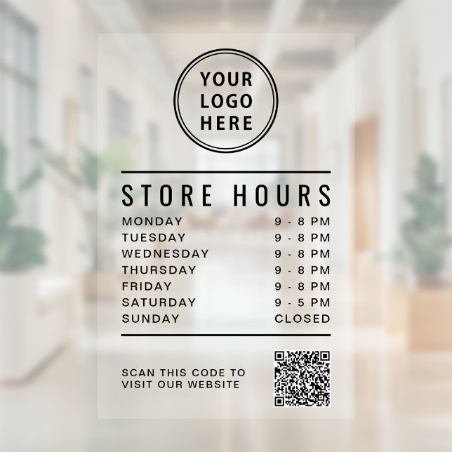 Business Logo Store Hours Create Your QR Code (Business Logo Store Hours Create Your QR Code Window Cling)