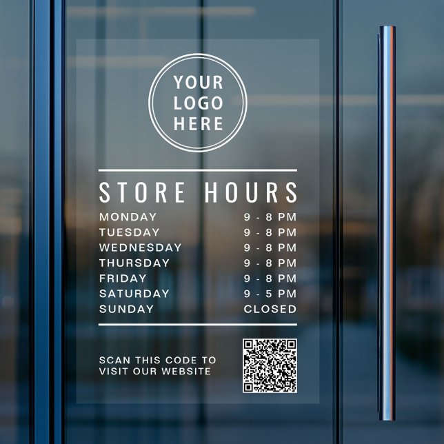 Business Logo Store Hours Create Your QR Code (Business Logo Store Hours Create Your QR Code Window Cling)