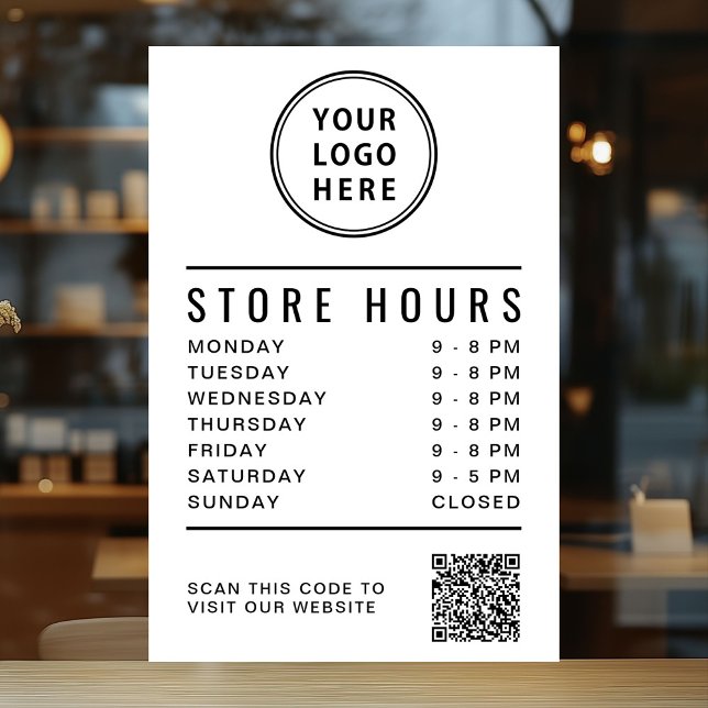 Business Logo Store Hours Create Your QR Code (Business Logo Store Hours Create Your QR Code Window Cling)