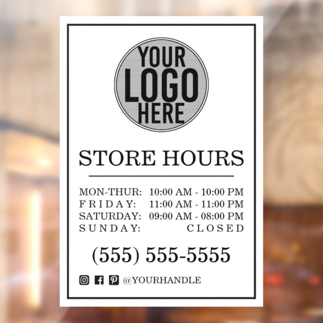 Business Logo Store Hours Social Media Window Clin (Sheet 2)