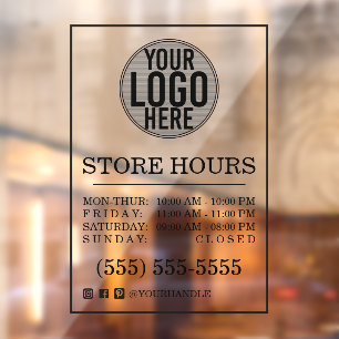 Business Logo Store Hours Social Media Window Clin