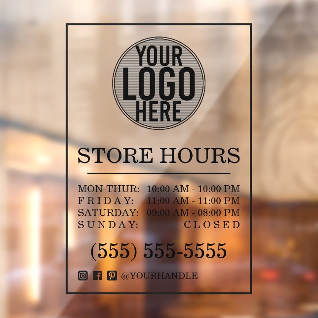 Business Logo Store Hours Social Media Window Clin (Sheet 2)