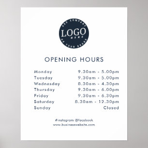 Business Logo Store Opening Hours Minimalist Poster