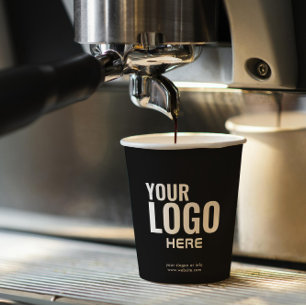 Business Logo Stylish Black Modern Professional Paper Cups