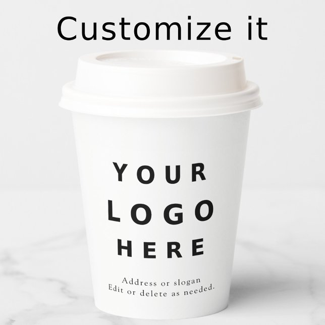 Business Logo Stylish Modern Professional White Paper Cups (Creator Uploaded)