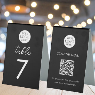 Business Logo Table Number Menu QR Code Modern