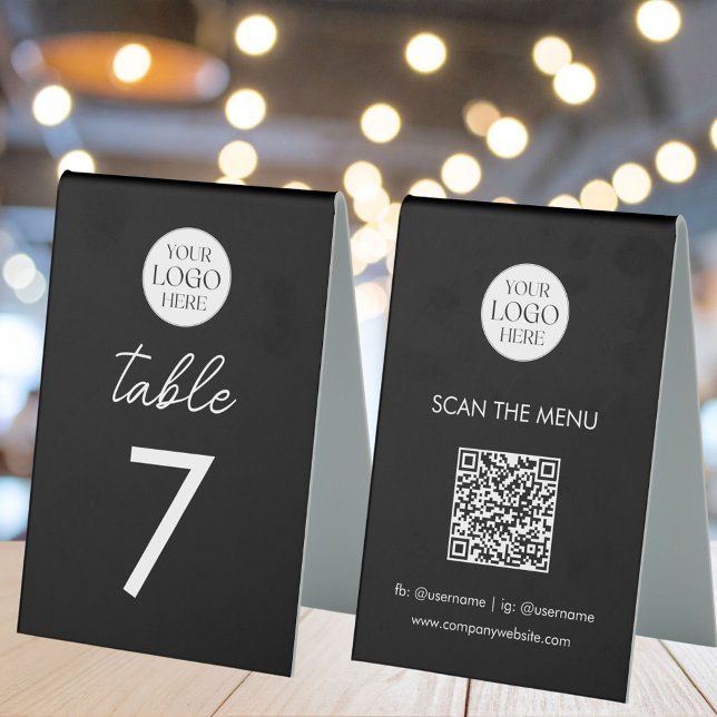 Business Logo Table Number Menu QR Code Modern (In situ)