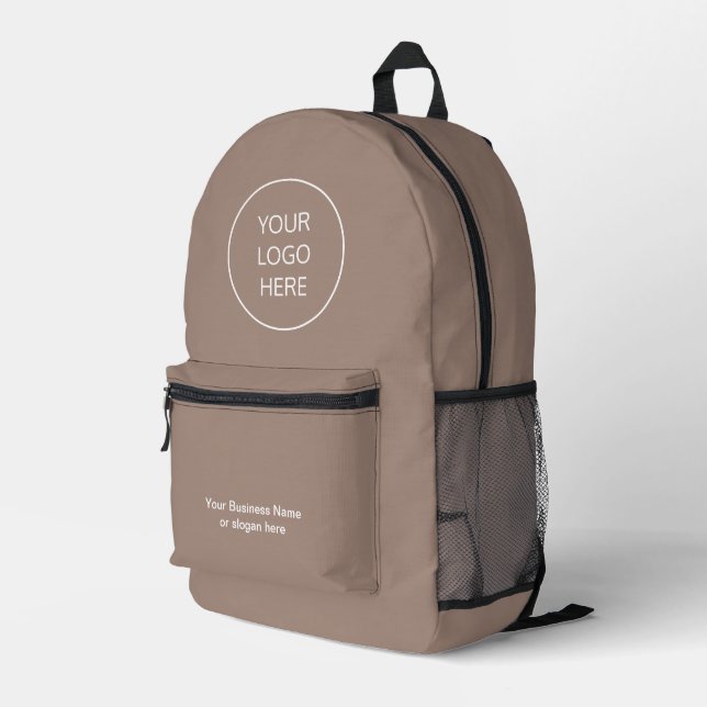 Business Logo Taupe Backpack (Back Corner Right)