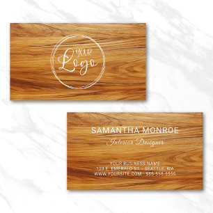 Business Logo Teak Wood Photo Card