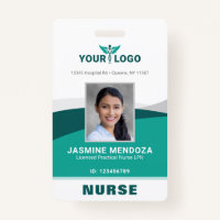 Business Logo Template Teal Employee Photo Name ID