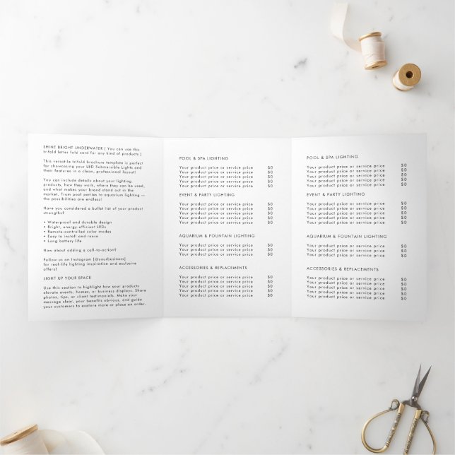 Business Logo & Text Modern Trifold Brochure (Inside)