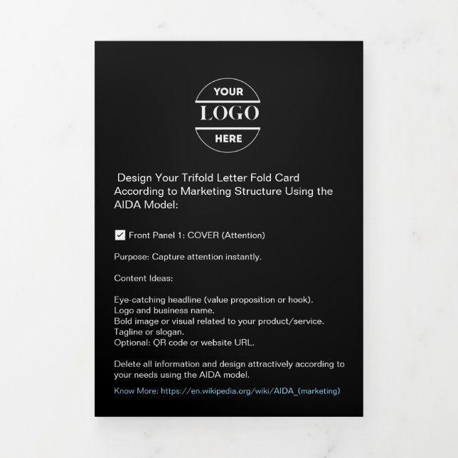 Business Logo & Text Modern Trifold Brochure (Cover)