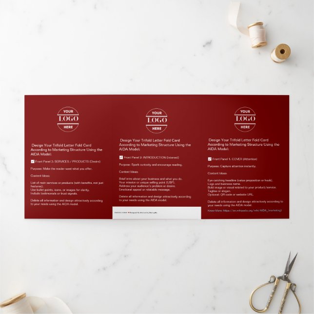 Business Logo & Text Modern Trifold Brochure (Outside)