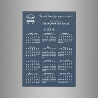 Business Logo Thank You 2026 Calendar Navy Magnet