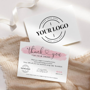 Business Logo Thank You Blush Pink Script Heart