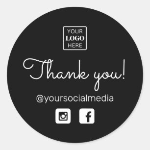Business Logo Thank you Calligraphy Social Media Classic Round Sticker