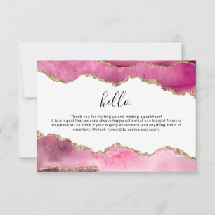 Business Logo Thank You Note Pink Agate Card