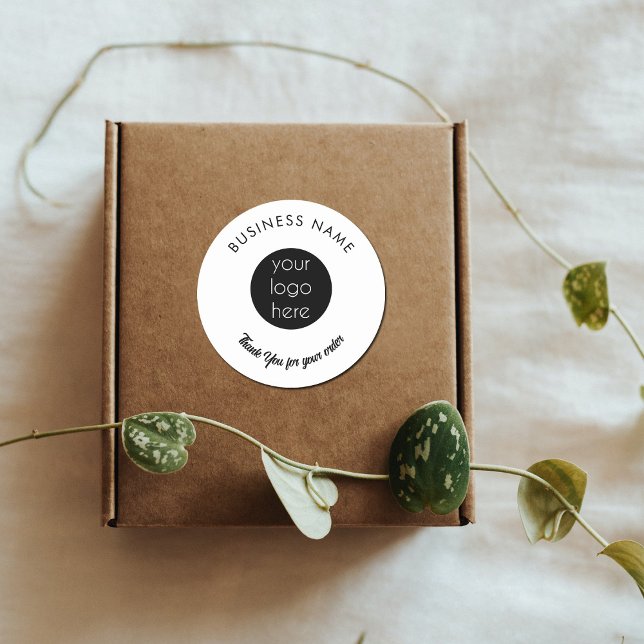 Business Logo Thank You Packaging Product Classic Round Sticker (Creator Uploaded)