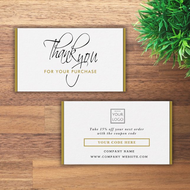 Business Logo Thank You Promo Code Company  Gold Discount Card (Creator Uploaded)