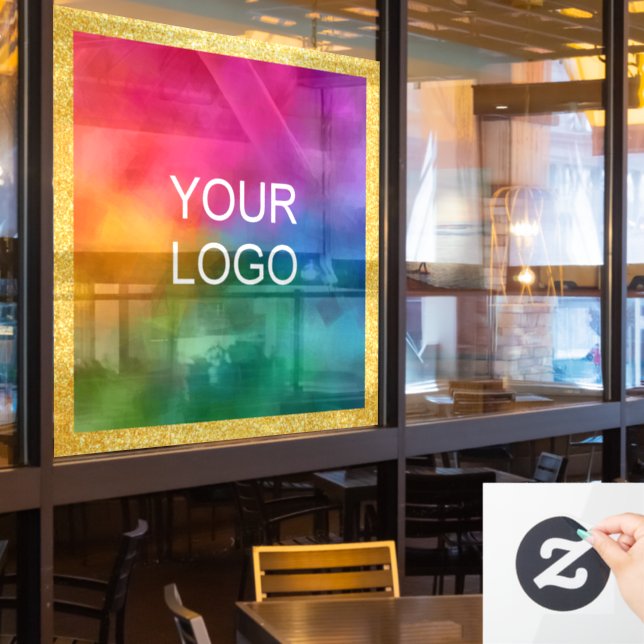 Business Logo Trendy Template Gold Glitter Look (Restaurant Window)