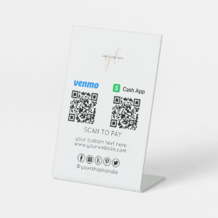 Business Logo Two QR Code Payment Scan to Pay Pedestal Sign