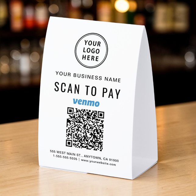 Business Logo Venmo QR Code Scan To Pay (Set it out. Get paid. No cash needed. Venmo QR code sign — Zazzle generates your code automatically)