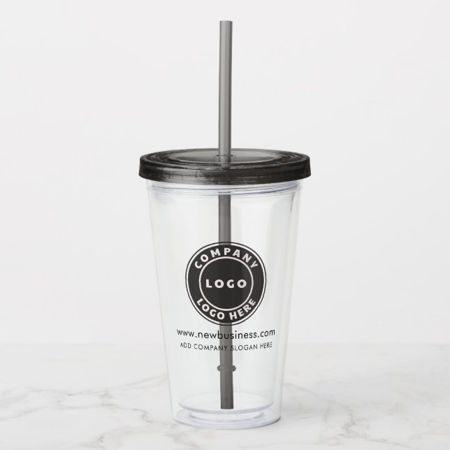 Business Logo Website Corporate Promotional Staff Acrylic Tumbler (Front)
