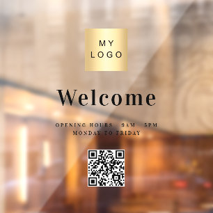 Business logo welcome opening hours QR code