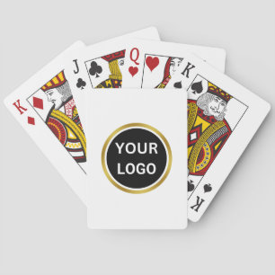 Business Logo White and Gold Elegant Playing Cards