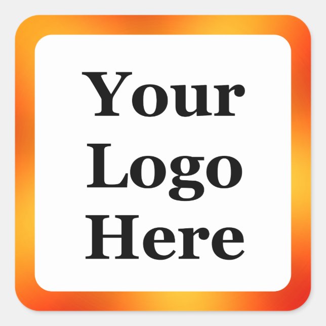 Business Logo White and Orange Gradient Template Square Sticker (Front)