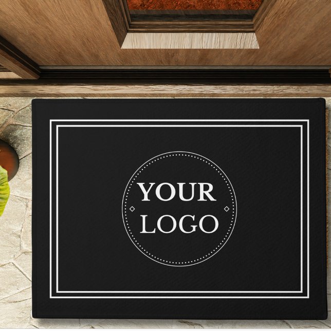 Business Logo White Border Black Promo Branding Doormat (Creator Uploaded)