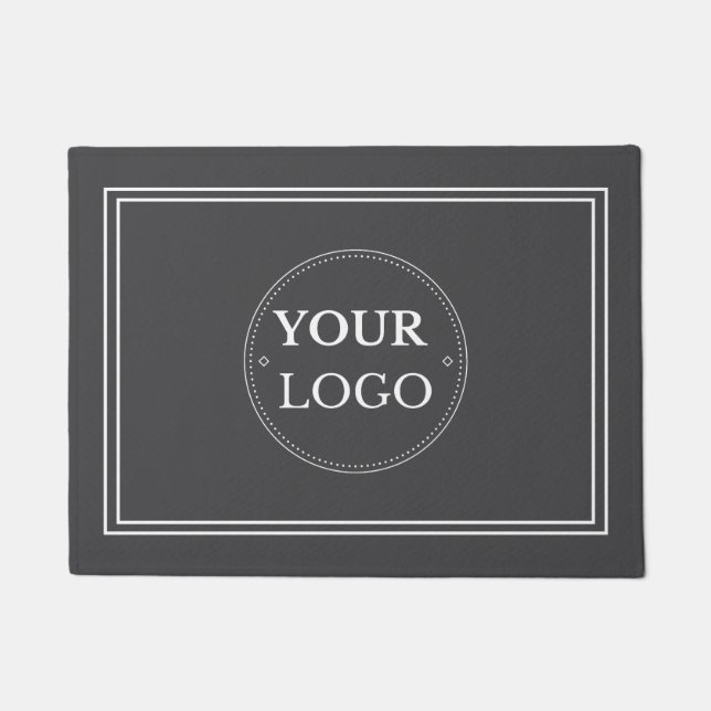 Business Logo White Border Promo Branding Grey  Doormat (Front)