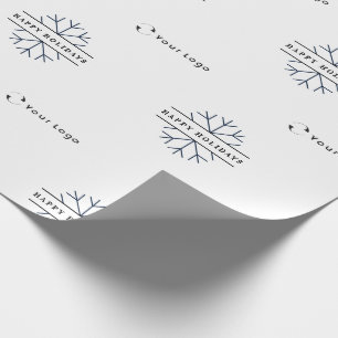 Business Logo White Christmas Snowflake Lp Wrapping Paper