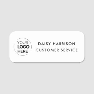Business Logo   White Custom Employee Staff Name Tag