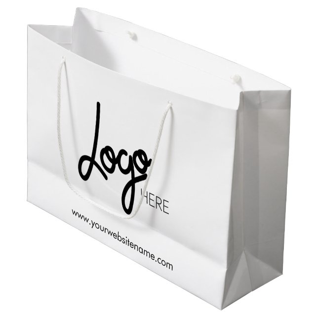 Business Logo White Large Gift Bag (Front Angled)