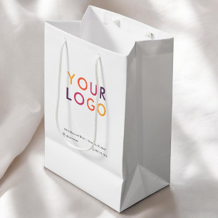 Business Logo White Medium Gift Bag