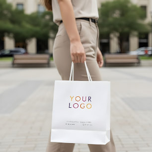 Business Logo White Medium Gift Bag